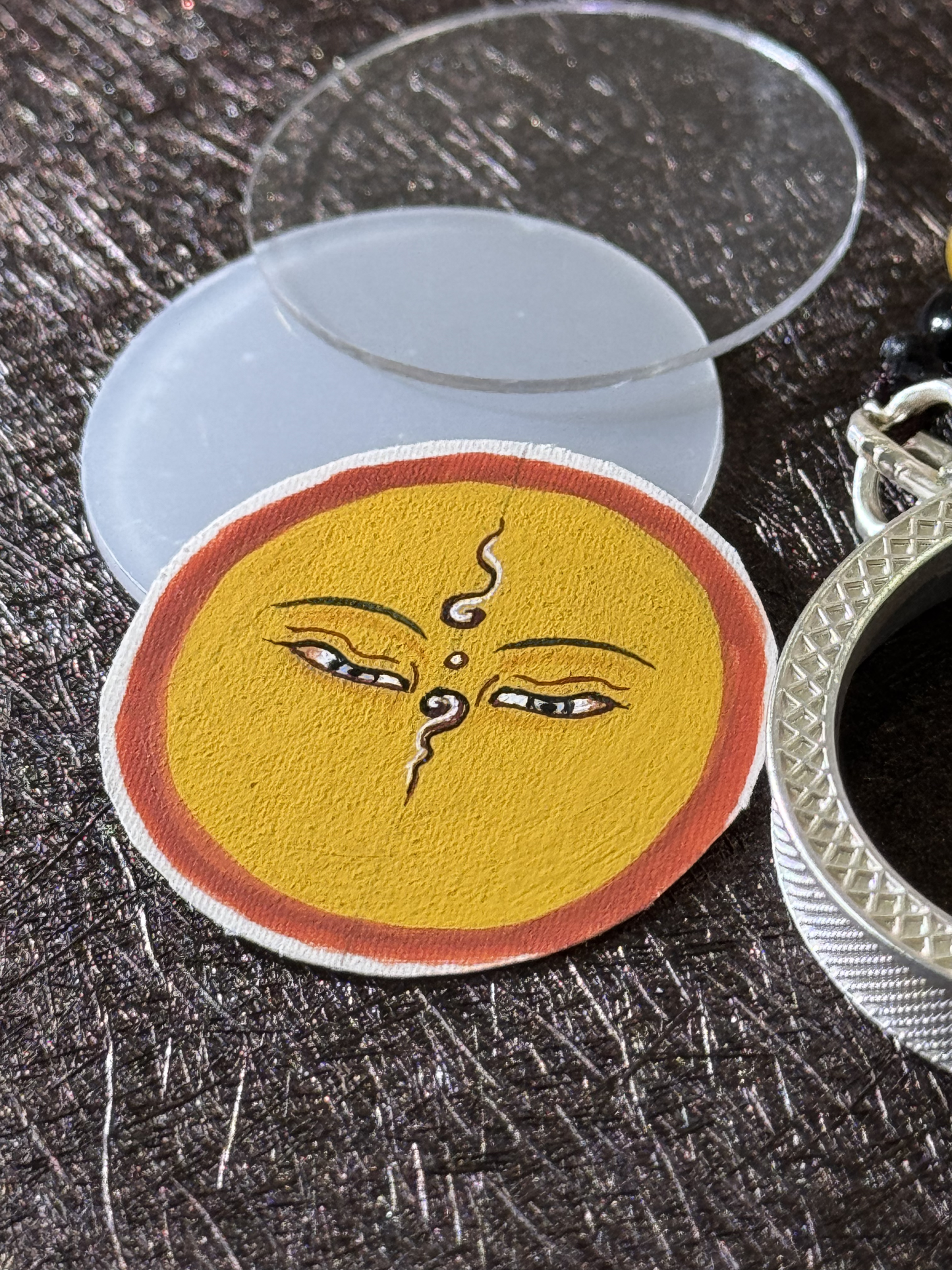Yellow Tara Thangka Pendant | Hand-Painted Tibetan Abundance & Longevity Necklace