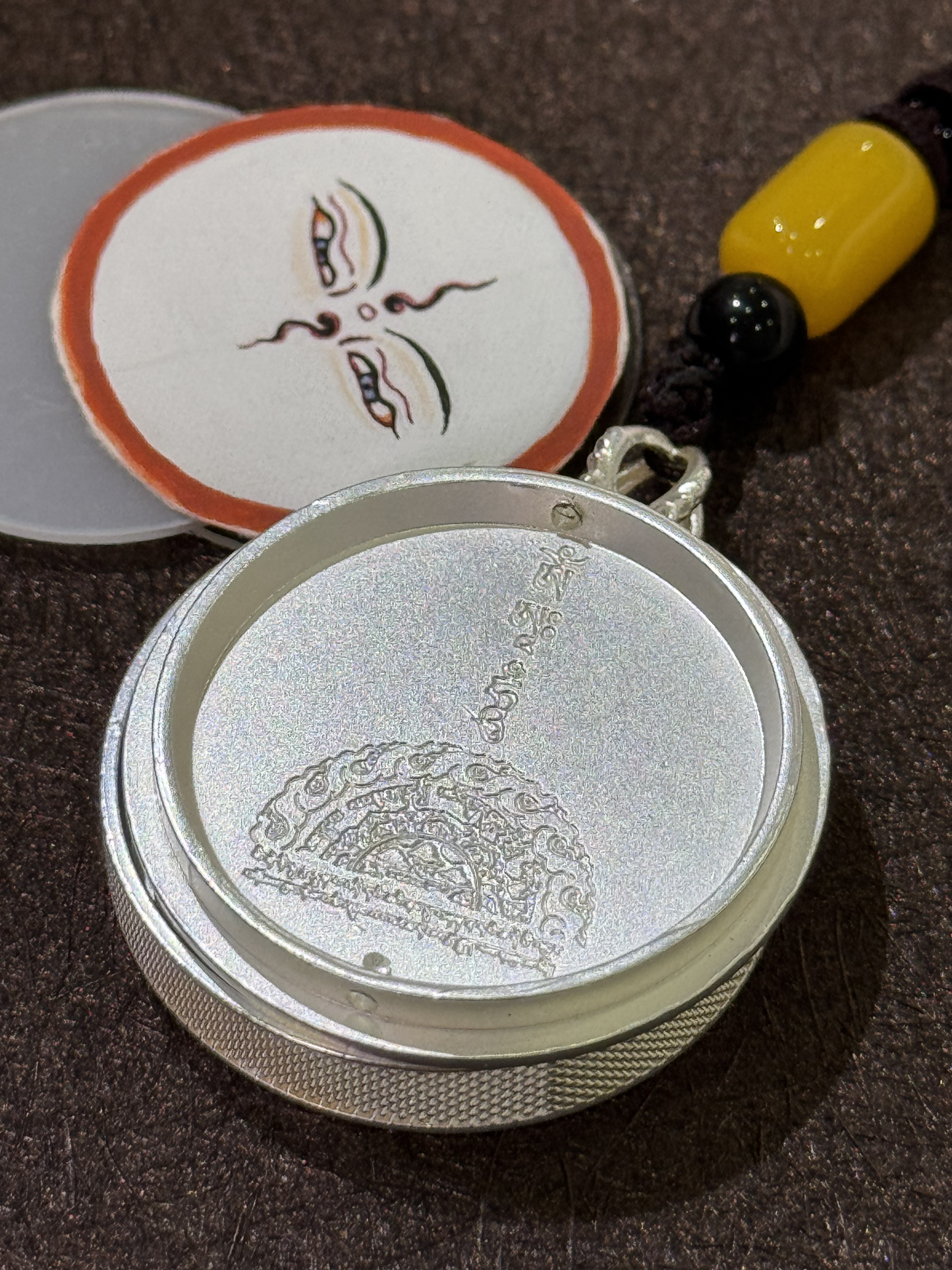 White Tara Mandala Thangka Pendant | Hand-Painted Buddhist Jewelry for Healing & Longevity