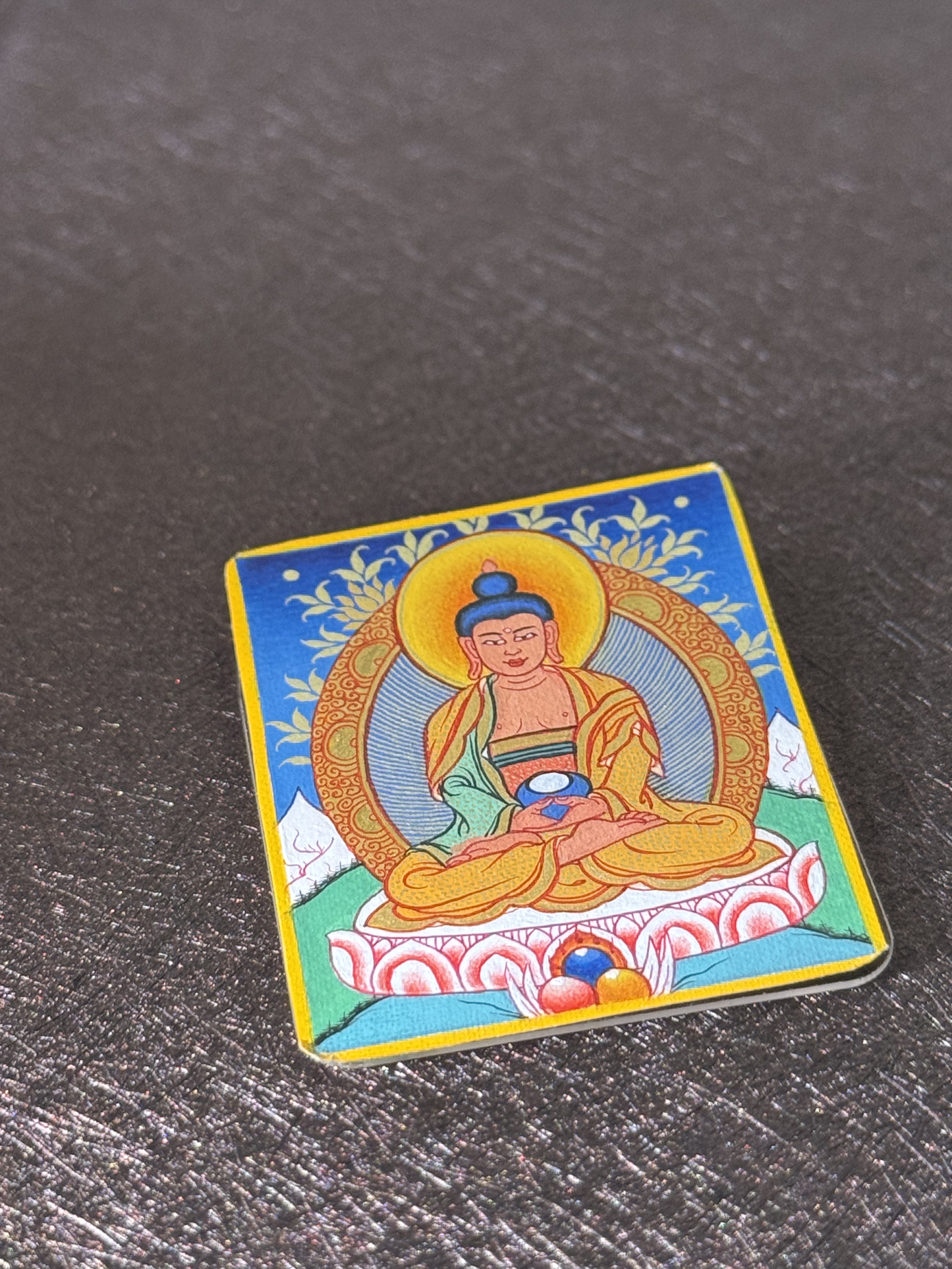 Amitabha Buddha Thangka Pendant | Hand-Painted Tibetan Necklace for Inner Peace, Enlightenment & Protection