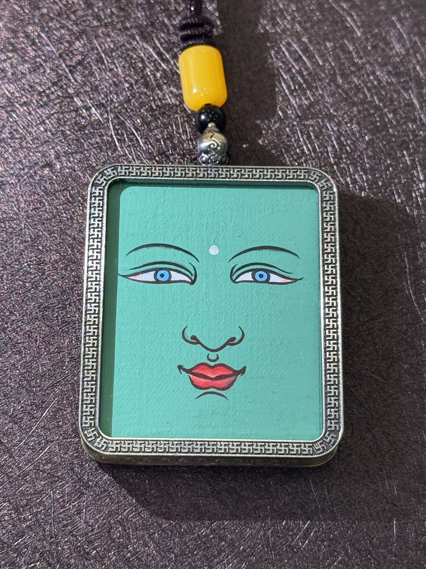 Green Tara Thangka Pendant | Hand-Painted Tibetan Compassion & Protection Necklace