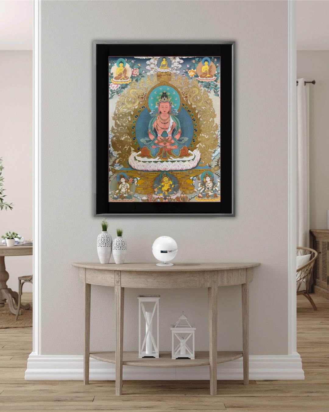 Three Long-Life Deities| Hand-Painted Thangka for Blessings of Longevity, Health & Prosperity
