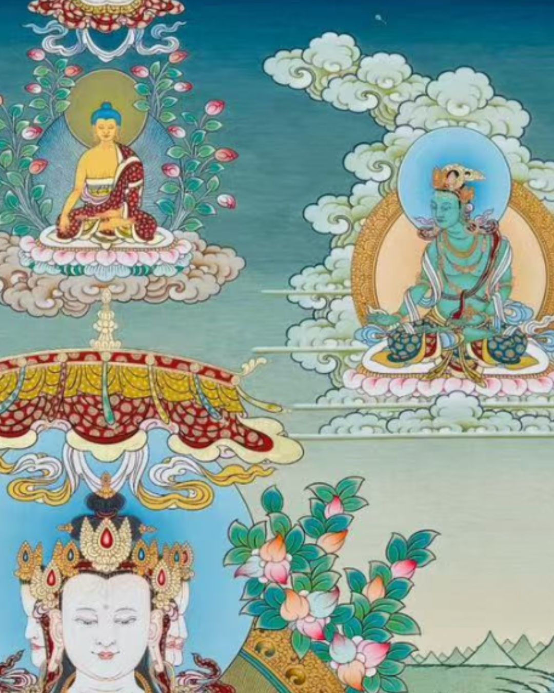 Mahāvairocana | Hand-Painted Thangka for Illuminating Wisdom & Ultimate Enlightenment