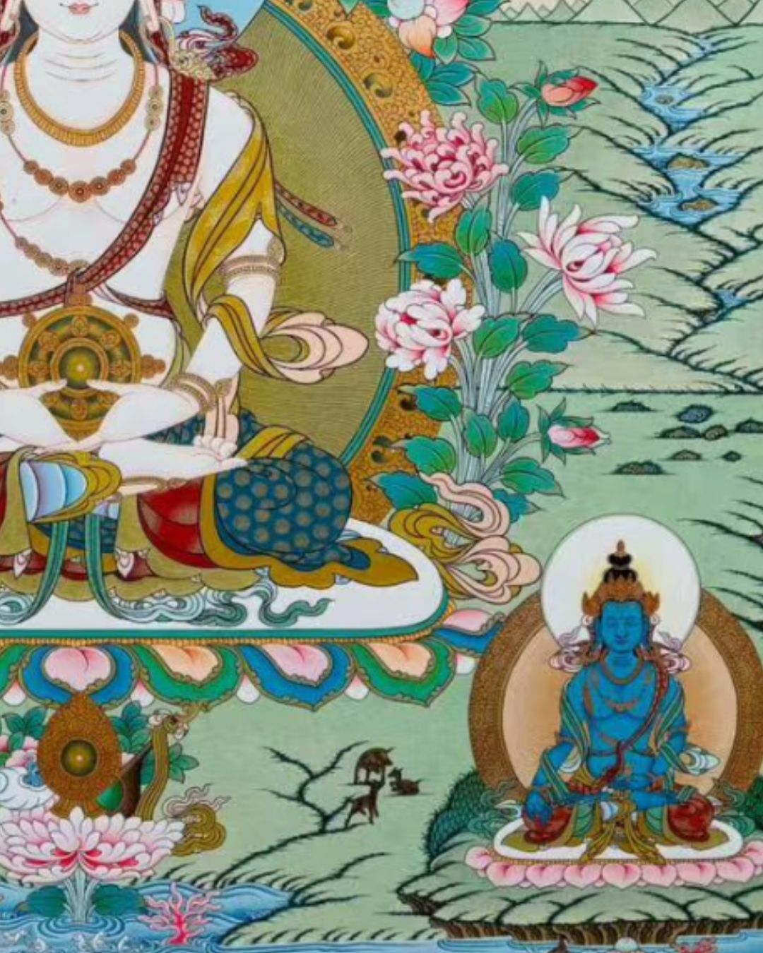 Mahāvairocana | Hand-Painted Thangka for Illuminating Wisdom & Ultimate Enlightenment