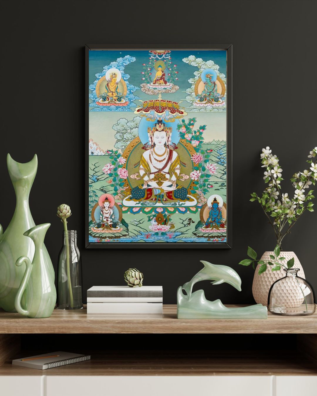 Mahāvairocana | Hand-Painted Thangka for Illuminating Wisdom & Ultimate Enlightenment
