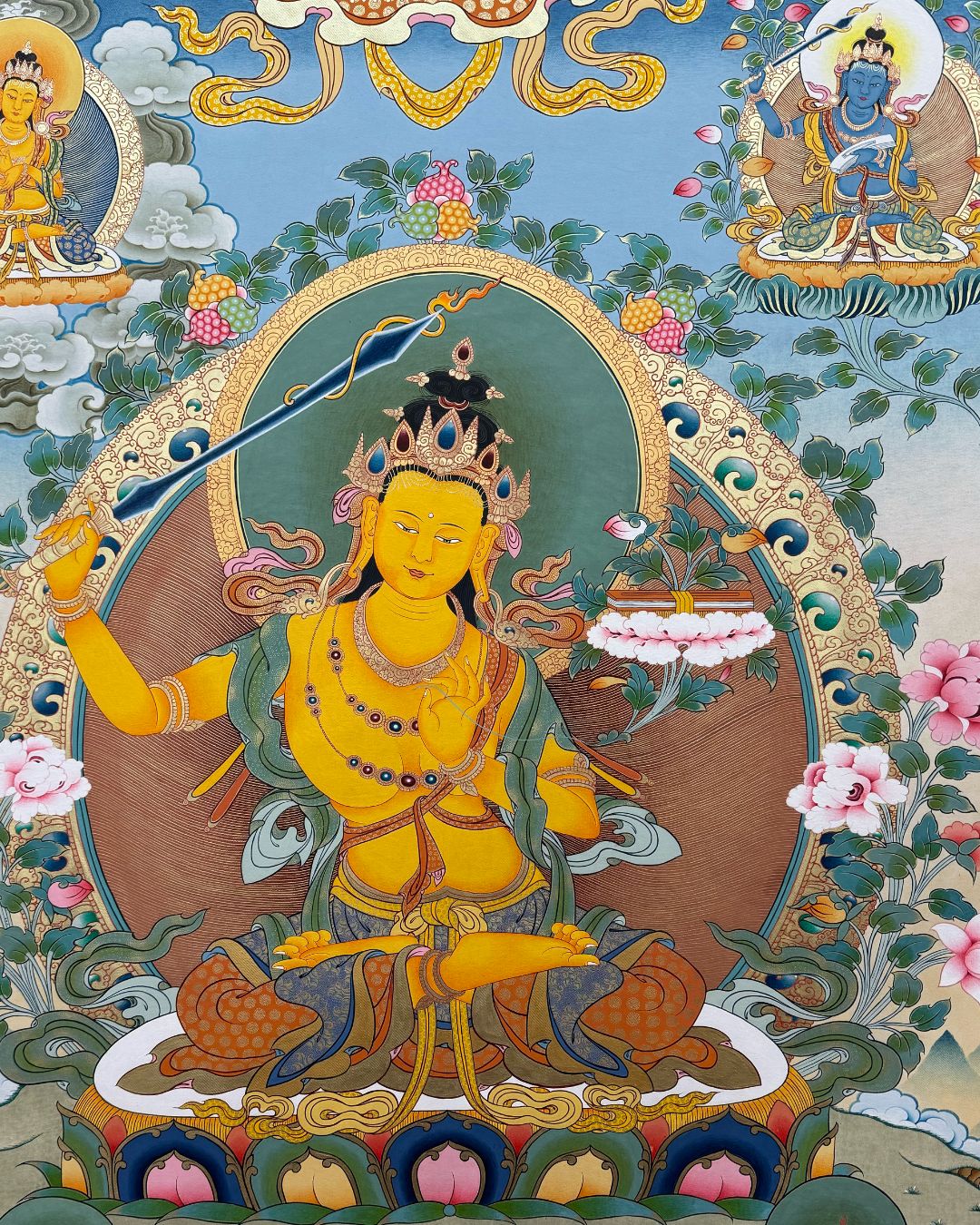 Five Great Manjushri Bodhisattvas | Hand-Painted Thangka Supreme Wisdom, Eloquence & Clarity