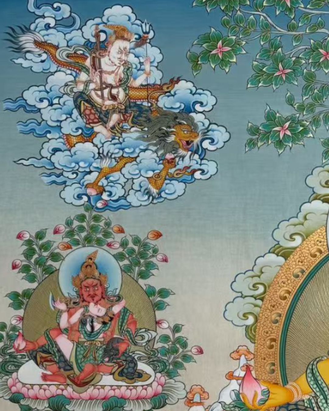 Five Gods of Wealth | Hand-Painted Thangka Abundance, Prosperity & Financial Success| M