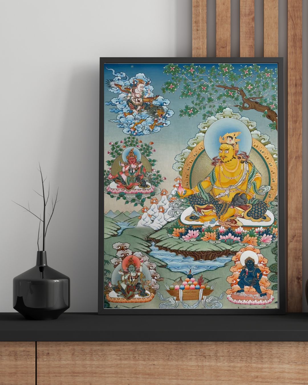 Five Gods of Wealth | Hand-Painted Thangka Abundance, Prosperity & Financial Success| M