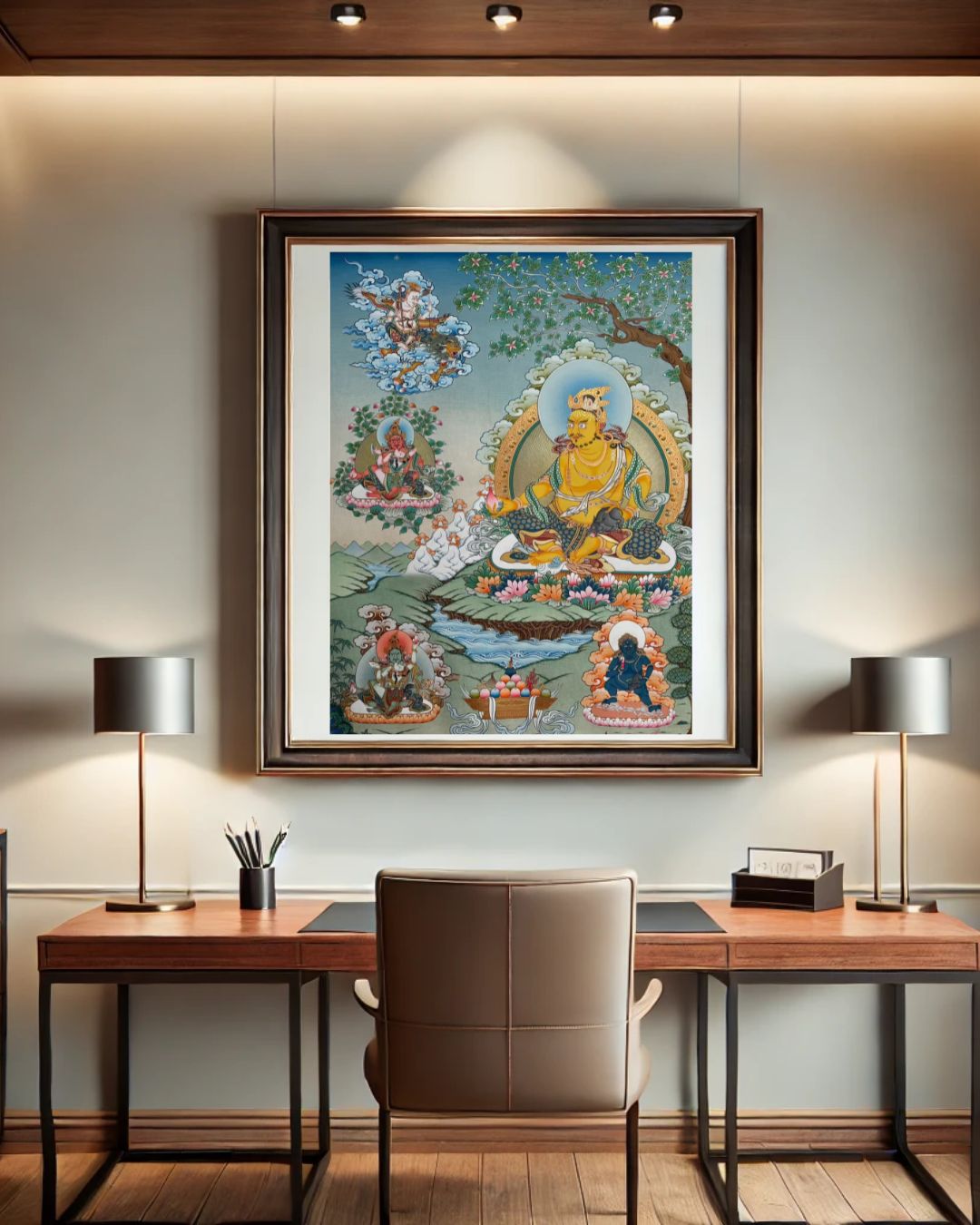 Five Gods of Wealth | Hand-Painted Thangka Abundance, Prosperity & Financial Success| M