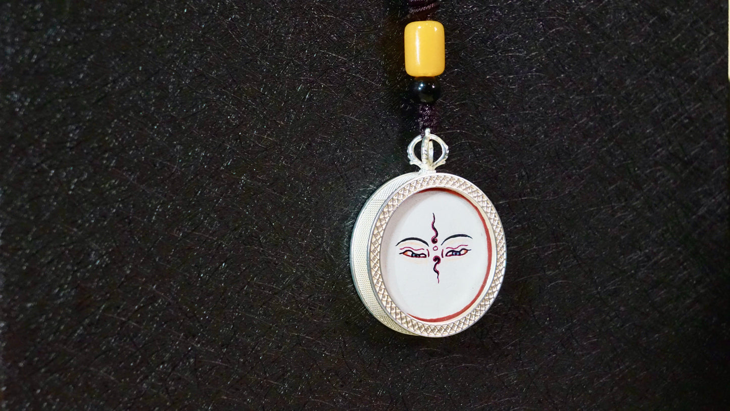 White Tara Mandala Thangka Pendant | Hand-Painted Buddhist Jewelry for Healing & Longevity