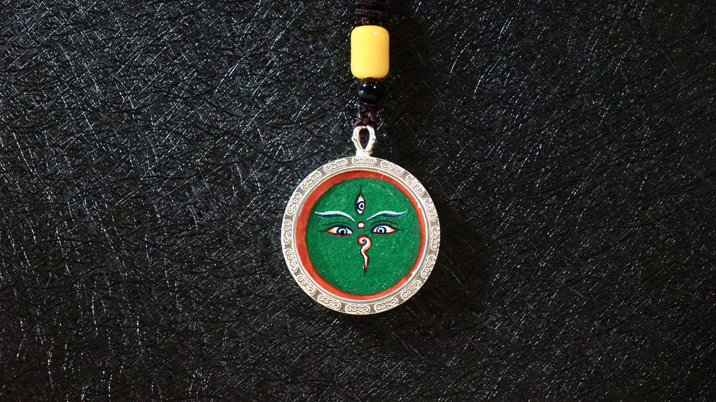 Green Tara Thangka Pendant | Hand-Painted Tibetan Compassion & Protection Necklace