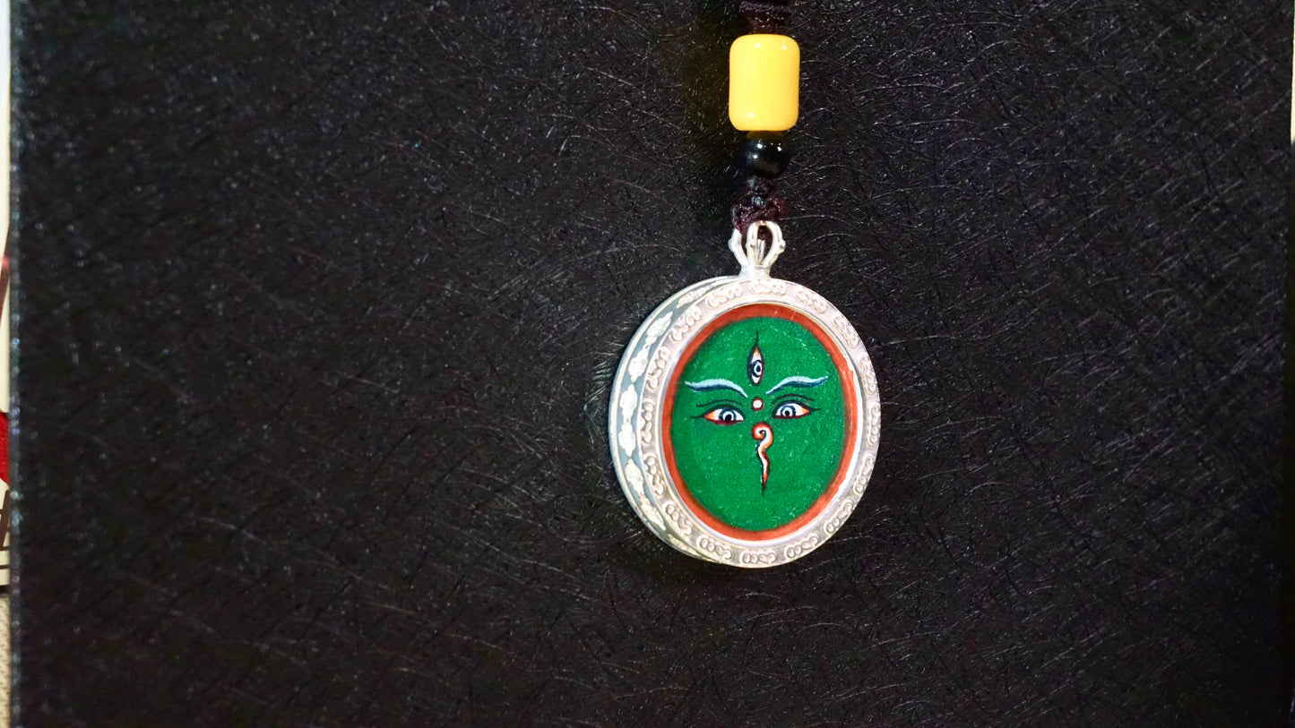Green Tara Thangka Pendant | Hand-Painted Tibetan Compassion & Protection Necklace