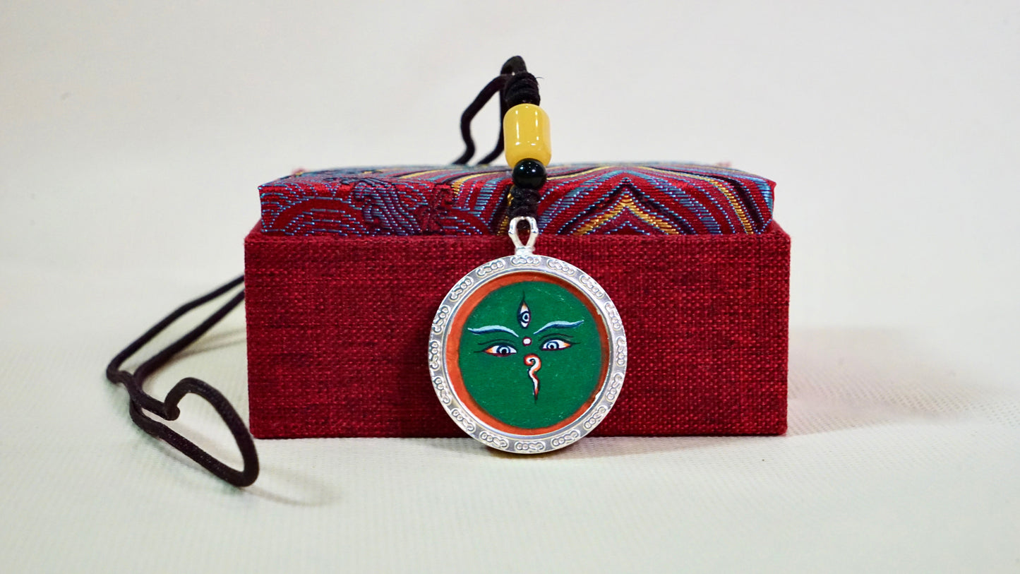 Green Tara Thangka Pendant | Hand-Painted Tibetan Compassion & Protection Necklace