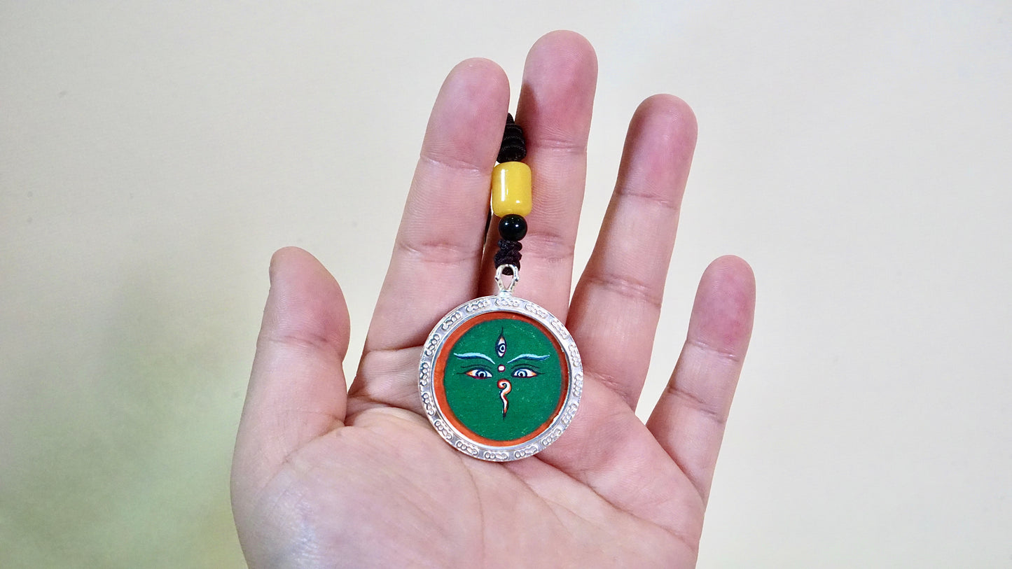 Green Tara Thangka Pendant | Hand-Painted Tibetan Compassion & Protection Necklace