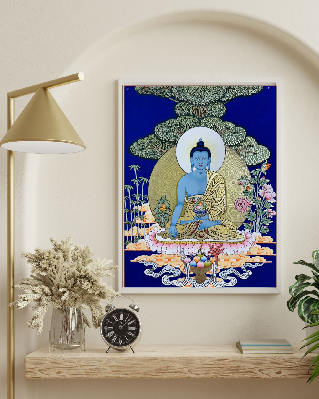 Buddha of Medicine Bhaishajyaguru | Hand-Painted Thangka for Healing & Protection from Illness