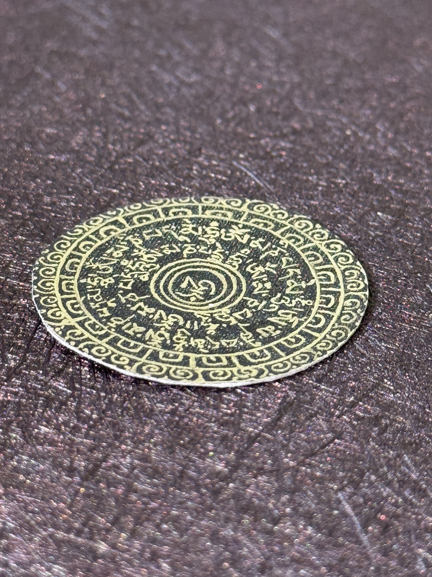 The Six-Syllable Mantra Pendant | Hand-Painted Tibetan Sacred Mantra Necklace for Wisdom & Spiritual Awakening