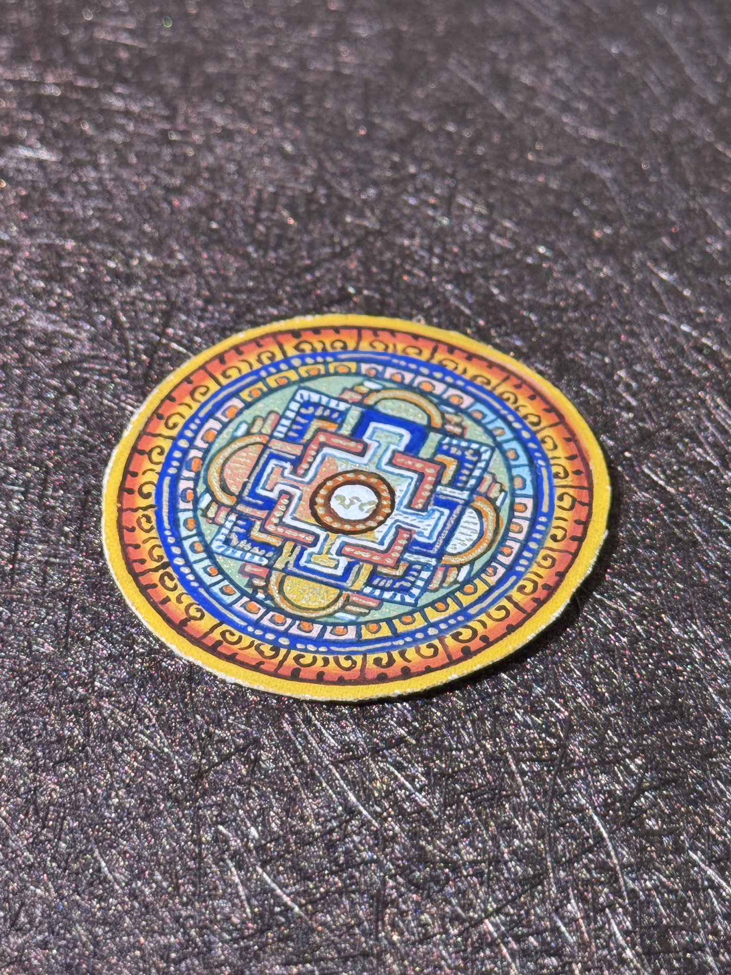 Avalokiteshvara Mandala Thangka Pendant | Hand-Painted Buddhist Necklace for Compassion & Inner Peace