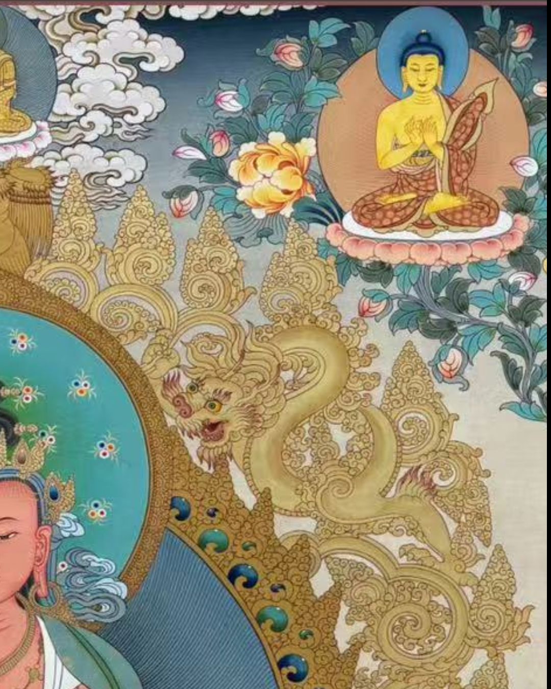 Three Long-Life Deities| Hand-Painted Thangka for Blessings of Longevity, Health & Prosperity