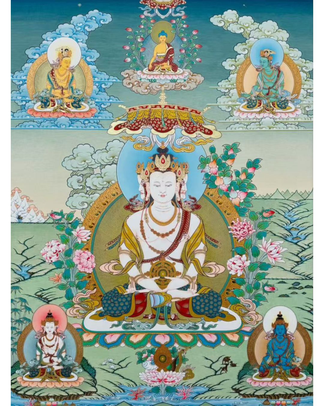 Mahāvairocana | Hand-Painted Thangka for Illuminating Wisdom & Ultimate Enlightenment