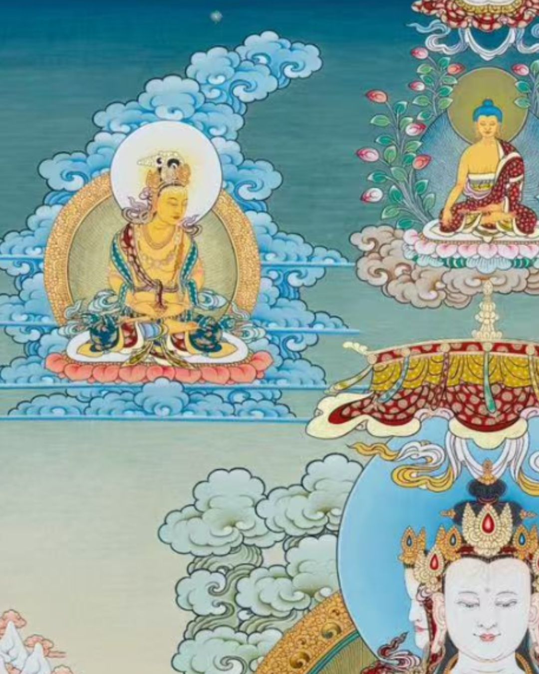 Mahāvairocana | Hand-Painted Thangka for Illuminating Wisdom & Ultimate Enlightenment
