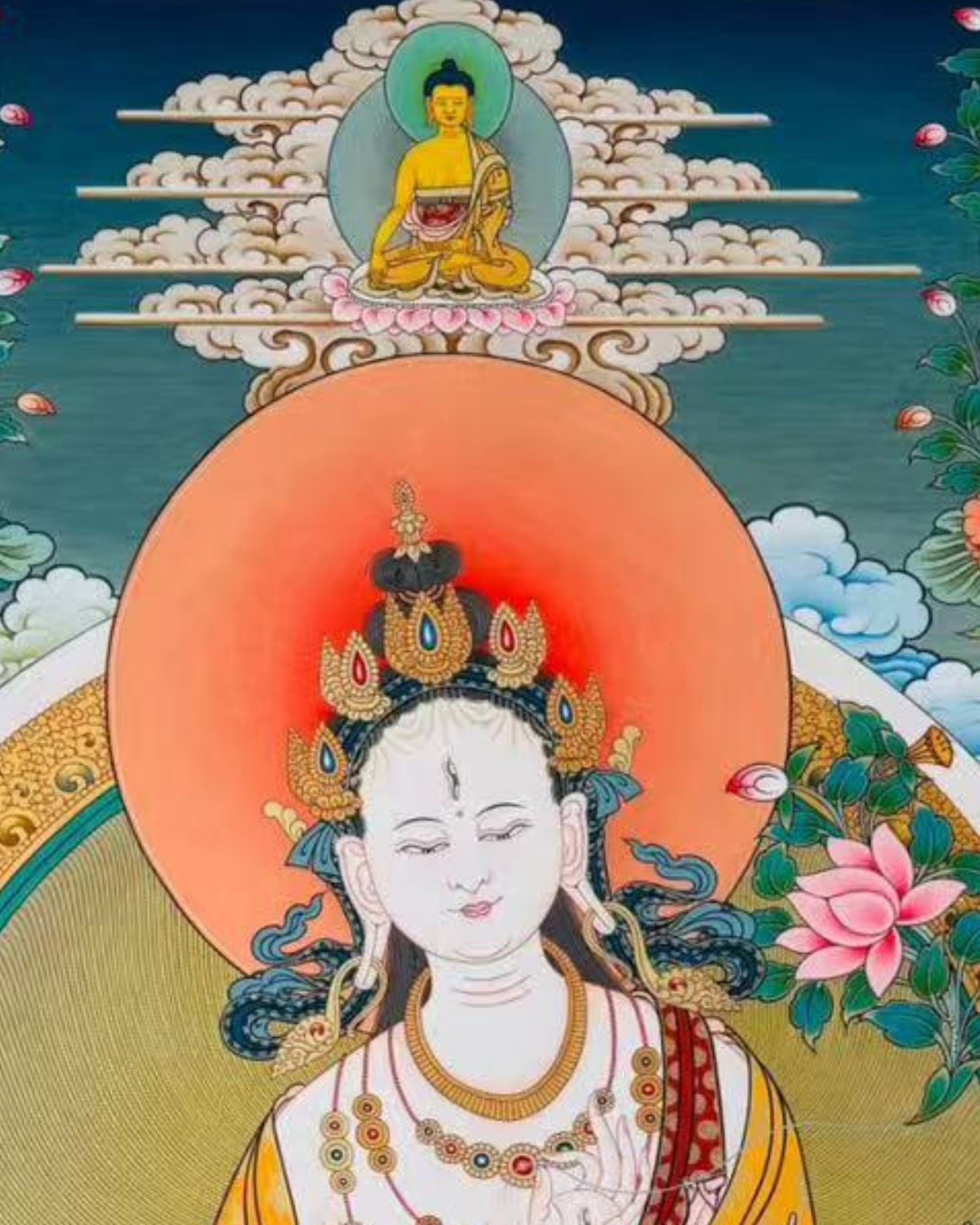 Three Long-Life Deities | Hand-Painted Thangka for Blessings of Longevity, Health & Prosperity