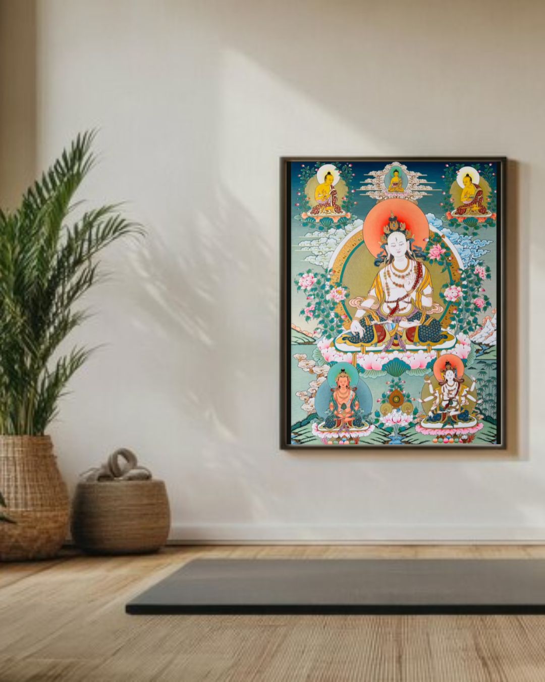 Three Long-Life Deities | Hand-Painted Thangka for Blessings of Longevity, Health & Prosperity
