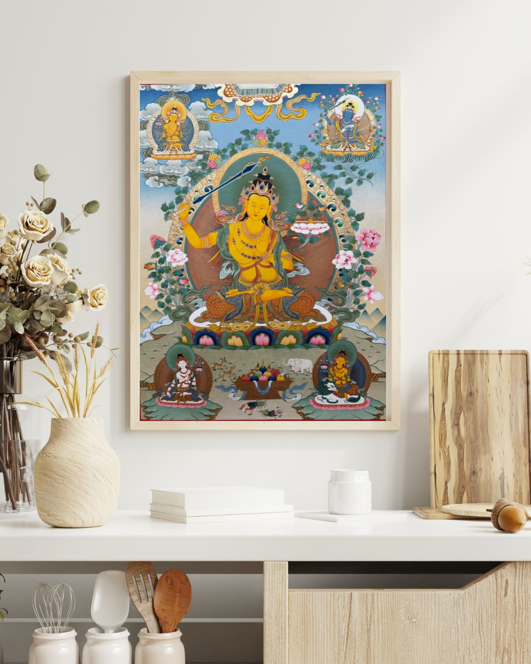 Five Great Manjushri Bodhisattvas | Hand-Painted Thangka Supreme Wisdom, Eloquence & Clarity